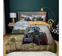 Double Duvet Set Tractor Kids Bedding Double Bed Set Soft Microfiber 3 Piece Farm Straw Crushing Tractor Bedding Boys Teenager Room Decoration Duvet Covers with 2 Pillow Case (Double，200x200 cm)
