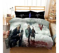 Double Duvet Set Viking Kids Bedding Double Bed Set Soft Microfiber 3 Piece Medieval Scandinavian Viking Warrior Bedding Teenager Room Decoration Duvet Covers with 2 Pillow Case (Double，200x200cm)