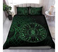 Double Duvet Set Viking Kids Bedding Double Bed Set Soft Microfiber 3 Piece Viking Mythology Totem Celtic Knot Bedding Teenager Room Decoration Duvet Covers with 2 Pillow Case (Double，200x200cm)