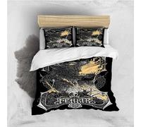 Double Duvet Set Viking Wolf Fenrir Kids Bedding Double Bed Set Soft Microfiber 3 Piece Viking Celtic Knot Runes Bedding Teenager Room Decoration Duvet Covers with 2 Pillow Case (Double，200x200cm)