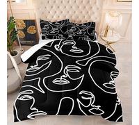 Double Duvet Set White Lines Duvet Cover Sets 200X200,Printed Duvet Cover King Size,Comfy Breathable Quilt Cover, Bedding 3 Pcs with Zipper Closure + 2 Pillowcases