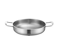 Double Ear Gold Stainless Steel Paella Pan, Round Flat Bottom Pan, Sukiyaki Everyday Serving Pan for Home Kitchen Supplies, Silver, 28cm