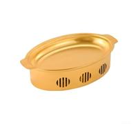 Double Ear Oval Hot Pot with Candle Heating in Stainless Steel, for Korean Style Cooking and Steamed Fish Dishes (45 * 25cm Gold)