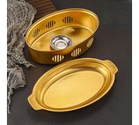 Double Ear Oval Hot Pot with Candle Heating in Stainless Steel, for Korean Style Cooking and Steamed Fish Dishes (45 * 25cm Silver)