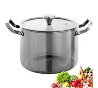 Double-Eared Clear Glass Stew Pot, Transparent Soup Pot with Stainless Steel Handle for Stove, Pasta, Noodle, Soup, Milk(3.5L)