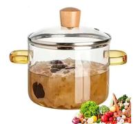 Double-Eared Clear Glass Stew Pot, Vaguelly High Borosilicate Glass Stew Pot for Soup Instant Noodles and More Capacity for Home Cooking and Gatherings(1.6L)
