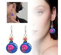 Double Earring Earrings Halloween Earrings Bomb Acrylic Stainless Steel Hoop (Dark Purple, 6. 7cm)
