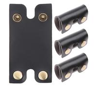 Double Edge Razor Head Protector 4pcs Leather Safety Cover for Travel | Portable Black Sheath, Synthetic Leather and Iron Build, Impact Resistance for Trips and Gym Visits
