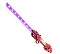 Double-Edged Retractable Light Up Sword, 6 Color Flashing Cool LED Saber with Motion-Sensitive FX Sound, Dueling Weapon Toy for Kids & Adults, Birthday Gift (Purple)
