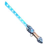 Double-Edged Retractable Light Up Sword, 6 Color Flashing Cool LED Saber with Motion-Sensitive FX Sound, Dueling Weapon Toy for Kids & Adults, Birthday Gift (Blue)