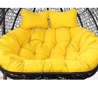Double Egg Chair Cushion for 2-Person Swing Seat Waterproof Thick Wicker Hanging Chair Pad 150 x 110 cm Comfortable Outdoor Patio Cushion with Pillows