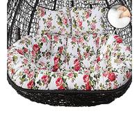 Double Egg Chair Cushion Replacement, 2 Person Large Thicken Outdoor Swing Hanging Cushion with Headrest, Washable Round Papasan Seat Pads for Garden Yard Balcony(Color:Flower 1)