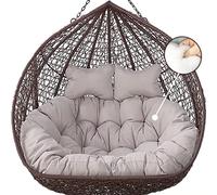 Double Egg Chair Cushion Replacement, 2 Person Large Thicken Outdoor Swing Hanging Cushion with Headrest, Washable Round Papasan Seat Pads for Garden Yard Balcony(Color:Grey)