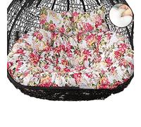 Double Egg Chair Cushion Replacement, 2 Person Large Thicken Outdoor Swing Hanging Cushion with Headrest, Washable Round Papasan Seat Pads for Garden Yard Balcony(Color:Flower 2)