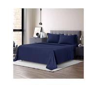 (Double) Egyptian Cotton Flat Sheet - Navy Blue - Luxurious Soft Bedding Sheet - Single/Double/King/Super King Sizes