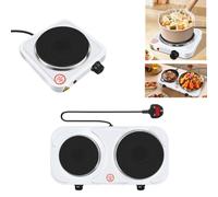 Double Electric Hot Plate Portable Table Top Cooker Hob 1000W Stove Cast Iron Heating Plate Electric Hob Single Burner with Adjustable Thermostat for Home Kitchen Warming/Cooking