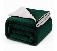 (Double, Emerald) Sherpa Blanket Thick Soft Reversible Winter Warm Throw - 480 GSM Mink Fleece Sofa Bed Travel Blanket
