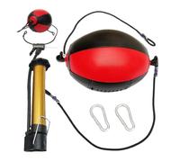 Double End Bag Boxing - Thickened PU Leather Punch Bag for Adults | Red Yellow Includes Needle, Carabiner, Reflex Ball Headband, Punching Equipment for Home Training