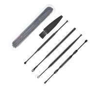 Double End Ear Spoon 5pcs Stainless Steel Black Ear Cleaner