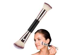 Double End Makeup Brush | 6.89x1.57 Inches - Sleeping Setting Powder Brush for Beauty Blending - Women Beauty Powder Blending Brush for Liquid, Concealer, Cream, Red