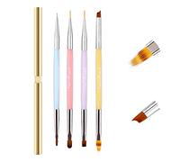 Double-End Nail Art Brushes Set for Gel with Lid Ombre French Pen LEA-SHALL