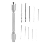 Double End Pin Vise Chuck 10 pcs Micro Twist Drill Bit Set High Precision Brass Jewelry Watch Repair Tool for PCB Handicraft DIY Projects