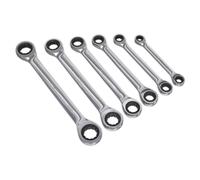 Double End Ratchet Ring Spanner Set 6pc Metric - Sealey S0636 New