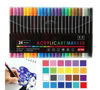Double Ended Acrylic Pens - 24/36 Colors Waterproof Marker Set, Fine and Brush Tips, Long Lasting Pigment Ink, Smooth Flow for Painting, Sketching | Stationery Art