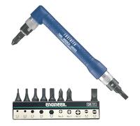 Double Ended Angled Screwdriver with Assorted bits ('Twin Wrench' Driver). Made in Japan. ENGINEER dr-07