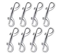 Double Ended Bolt Snap Hook, 8Pcs Zinc Alloy Spring Hook Double End Trigger Chain Clips, 3.5" Spring Loaded Hook Carabiner Hardware Buckle for Diving, Dog Leash, Key Chain, Pet Feed Buckets, Silver