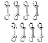 Double Ended Bolt Snap Hooks 8 PCS Double Sided Trigger Snaps Heavy Duty Stainless Steel 316 Snap Hook 3.5 Inch Silver Metal Snaps Clips for Pet Dog Leash Water Bucket Hooks Key Holder Carabiner