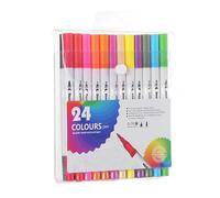 Double-Ended Colouring Pens Washable Marker Pen Soft-Ended Watercolor Pen Water-Based Graffitis Pencil for Drawing Painting Calligraphy Beginners 24 Colors