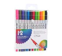Double-Ended Colouring Pens Washable Marker Pen Soft-Ended Watercolor Pen Water-Based Graffitis Pencil for Drawing Painting Calligraphy Beginners 12 Colors