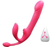 Double Ended Dildo&Anal Stimulator for Lesbian, Anal & Double Vagina Triple Stimulation Vibrator with 10 Vibrating Modes, G Spot Prostate Massager for Couples, Remote Control Strapless Strap on Dildos