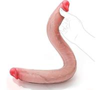 Double Ended Dildo for Couples, Extra Long Thick Flexible Dual Glans Design with Realistic Texture Double Dong, Durable Silicone Anal Sex Toys for Lesbian Couple Shared Use