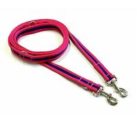 Double Ended Dog Training Lead Police Style Adjustable Leash 5ft (1.5 Metres) Multi-Functional In Air Webbing (Pink/Purple, 25mm Air Webbing)