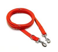 Double Ended Dog Training Lead Police Style Adjustable Leash 5ft (1.5 Metres) Multi-Functional In Air Webbing (Orange, 25mm Air Webbing)