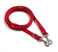 Double Ended Dog Training Lead Police Style Adjustable Leash 5ft (1.5 Metres) Multi-Functional In Air Webbing (Red, 25mm Air Webbing)