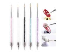 Double Ended Dotting Tools Set, 5 Pcs Nail Art Liner Brushes for Manicure Drill Drawing, DIY Nail Art Designs