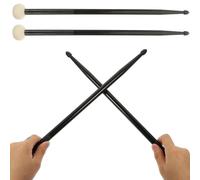 Double Ended Drumsticks for Percussion Practice, 1 Pair Black | Nylon and Felt Tips, Smooth Surface, Comfortable Grip, Versatile Use for Jazz Kit and Band Playing