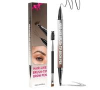 Double-Ended Eyebrow Pencil - 4D Long-Lasting Formula for Precise Application, Waterproof Makeup Tool with Smudge-Proof Function, Brow Enhancer for Beginners Professionals, Sleek Brown Tube, Storage P