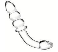Double Ended Glass Dildo, Anal Beads - Perfect for G-Spot, Vaginal & Anal Play - Body-Safe, Lube Compatible, Waterproof Glass Dildo Toy - Hypoallergenic & Eco-Friendly - Ideal for Temperature Play