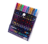 Double-Ended Glitter Marker Set for Creative Coloring, Art Pens for Drawing, Craft Use and Journal Decorating Ideas Glitter Drawing Markers Journal Coloring Pens Wood Painting Marker Craft Sketch Rock
