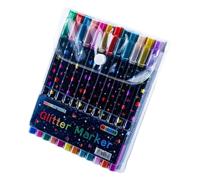 Double-Ended Glitter Marker Set for Creative Coloring, Art Pens for Drawing, Craft Use and Journal Decorating Ideas Glitter Drawing Markers Journal Coloring Pens Wood Painting Marker Craft Sketch Rock