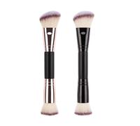 Double Ended Makeup Brush - Foundation Brush | Long Handle Project for Liquid, Powder, Cream, Eyeshadows | Professional Tool with Beauty for Travel & Daily Use