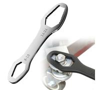 Double Ended Multifunctional Spanner for 8-24mm, 3-17mm Bolts & Nuts, Self-Tightening Wrench, Chrome Vanadium Steel Basic Tool,Wrench Tool for Gripping Tightening (8-24mm Silver)