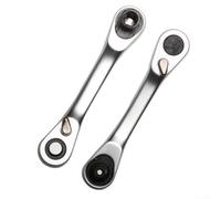 Double Ended Ratchet Wrench 1/4 Inch Interface with 72-Tooth Ratchet and Offset Profile for Tight Space Fastening