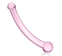 Double Ended Realistic G Spot Dildo 7.87Inch Clear Glass Penis with Different Size Ends Double Wand Adult Sex Toy for Men Women Lesbian Gay (Pink)