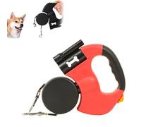 double-ended retractable dog leash, equipped with 360° anti-entanglement swivel and 3M strong adhesive tape, with comfortable handle, suitable for small and medium-sized dogs (red)