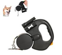 double-ended retractable dog leash, equipped with 360° anti-entanglement swivel and 3M strong adhesive tape, with comfortable handle, suitable for small and medium-sized dogs (black)